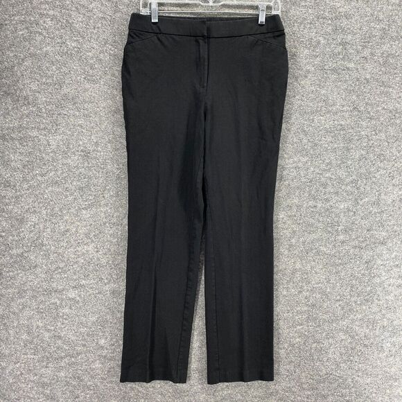 Chico's Pants Women 0.5R Sz 6 Black Pleated Straight High Rise - Picture 4 of 10